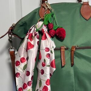 Strawberry bag charm and scarf bundle